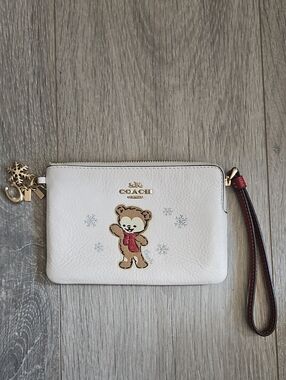 COACH Winter Teddy Bear Wristlet, Limited Edition